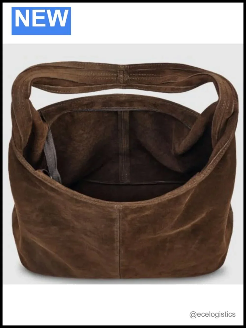 Genuine Suede Hobo Bag for Women with Zipper and Single Strap, Italian Leather